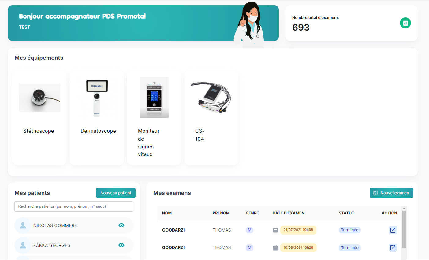 MedConnect Devices software interface