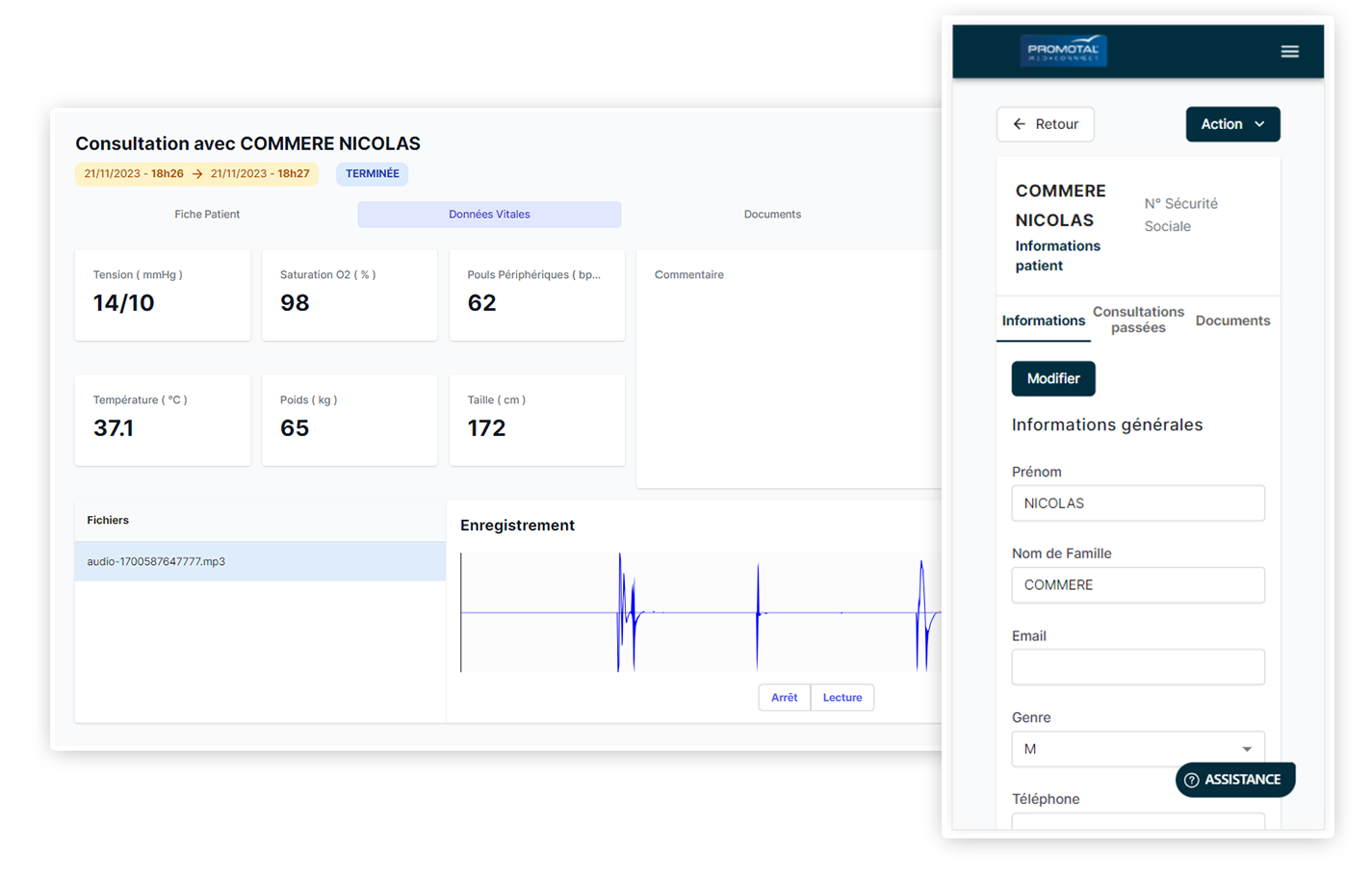 MedConnect platform: patient record and access to previous exams