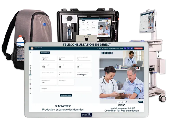 MedConnect : plateforme de télémédecine hébergée sur cloud certifié HDS, ISO 27001. ECG et stéthoscope intégrés. Déployé en 2–4 semaines. Fabriqué en France.