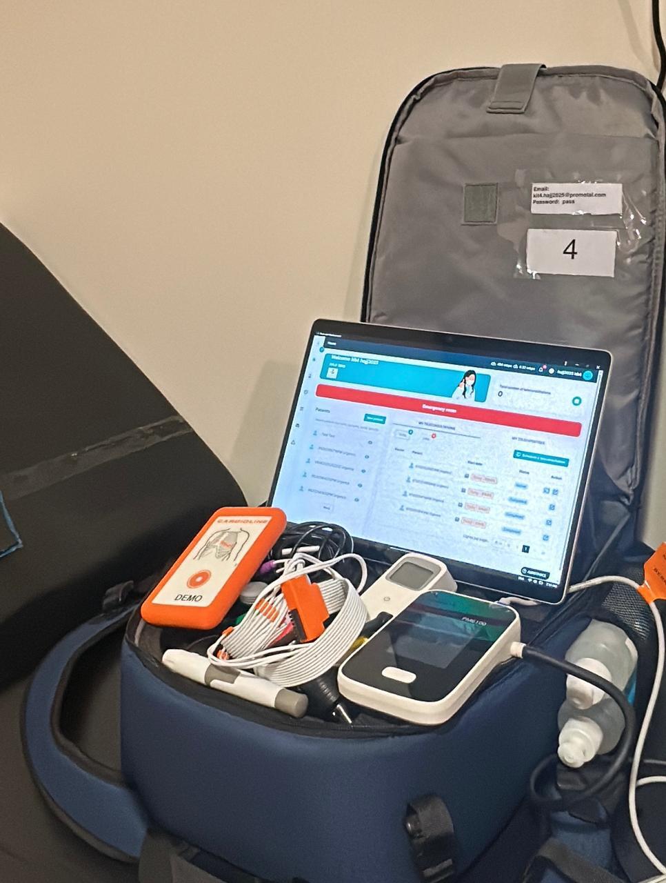 MedConnect kit open with connected devices