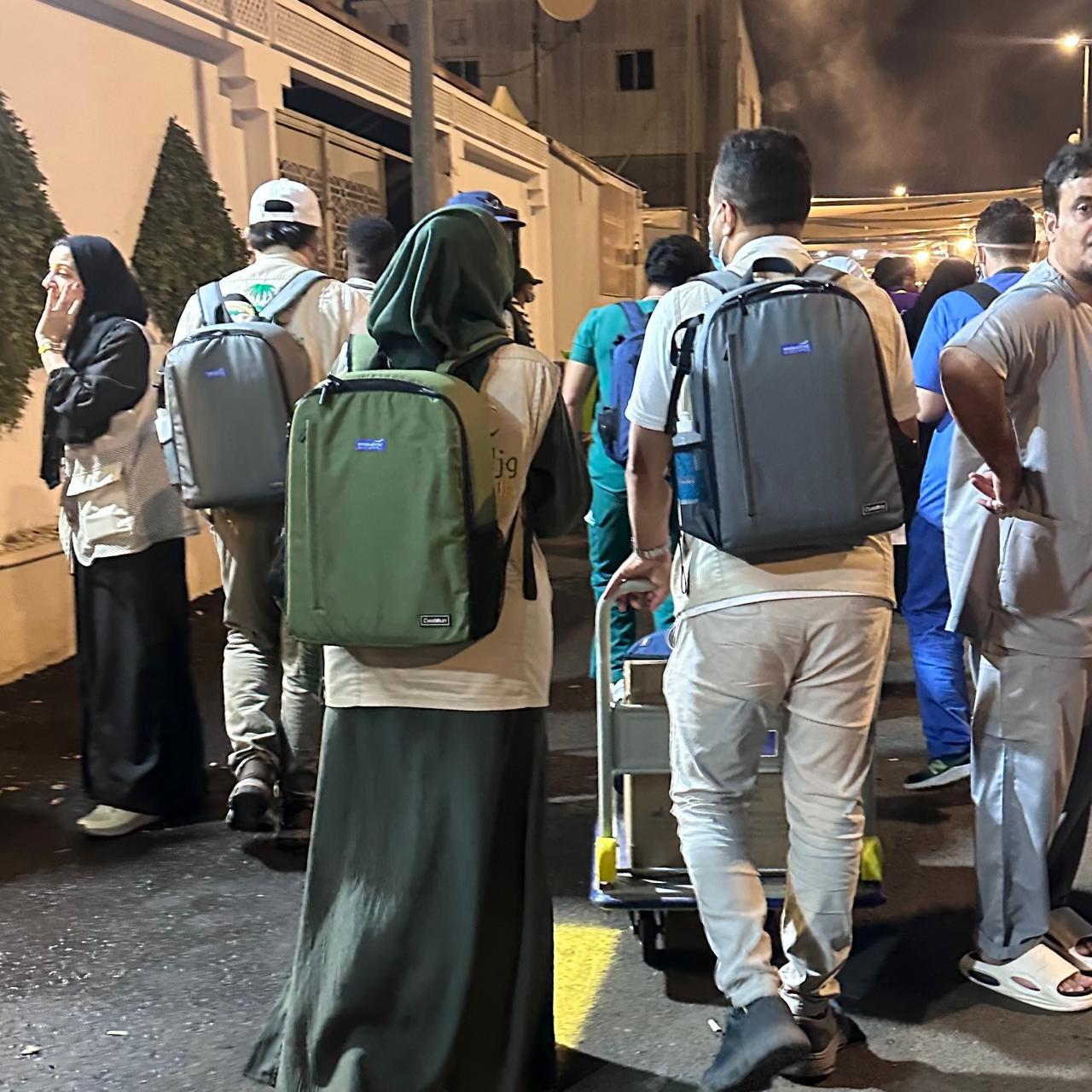 Medical teams with MedConnect backpacks during Hajj in Saudi Arabia