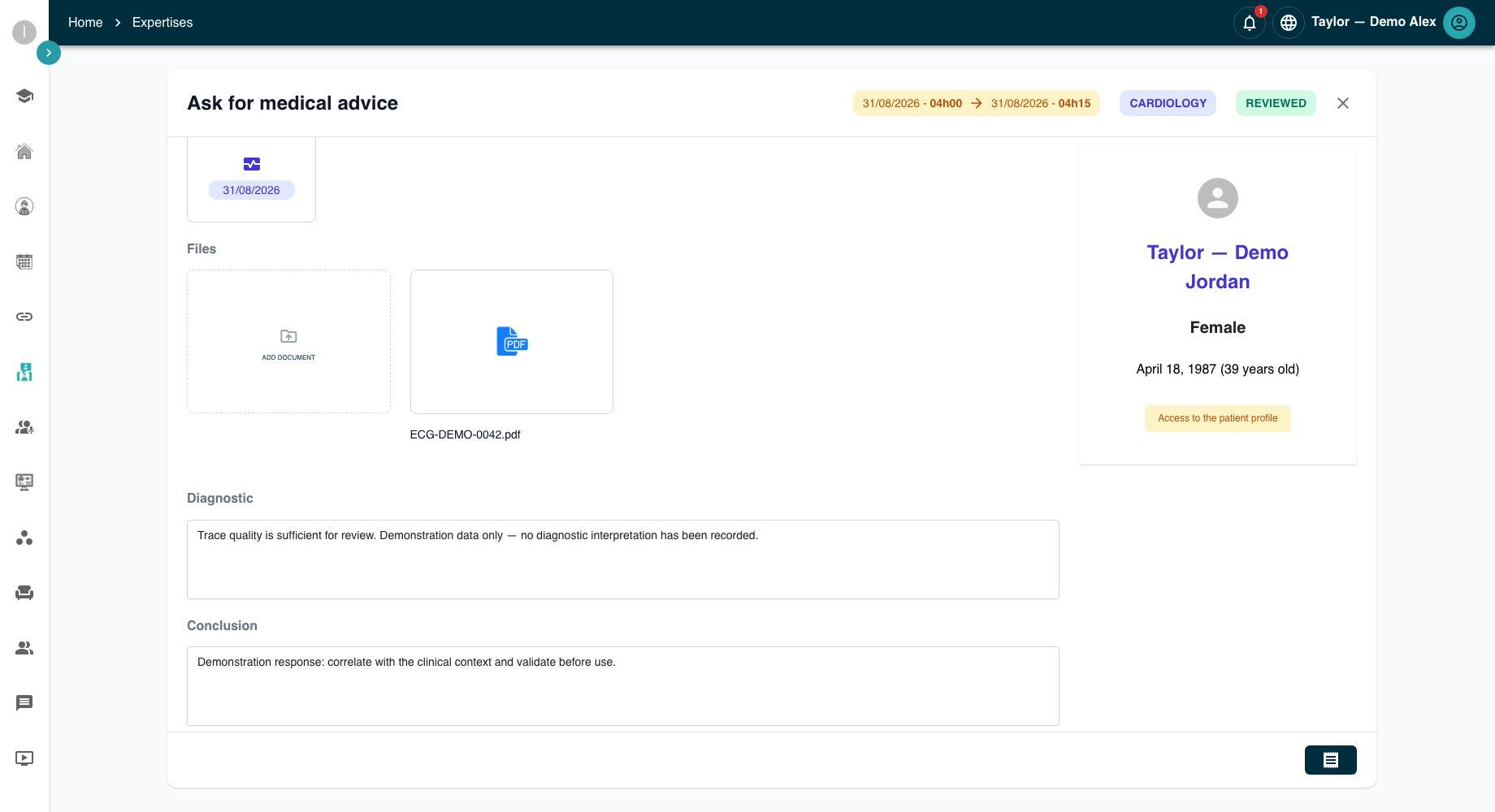 Specialist-referral request in the built-in MedConnect module